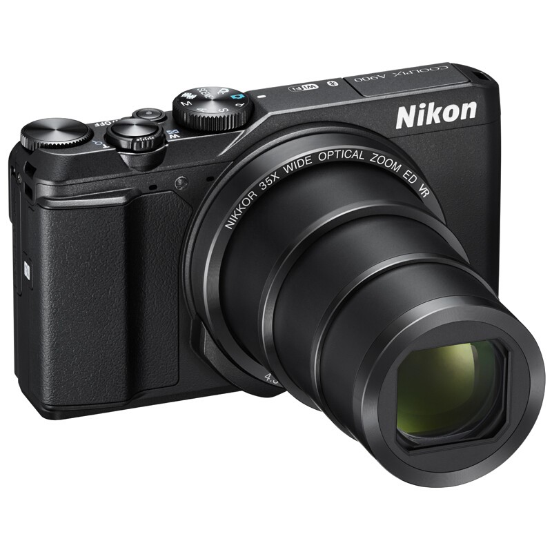 尼康（Nikon）Coolpix A900 数码相机 CMOS传感器 2029万像素 35倍光学变焦 3.0英寸显示屏 无内置存储 一年保修 黑色